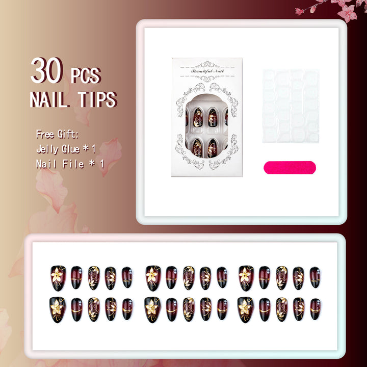 Premium Floral-Embellished Press-On Nails