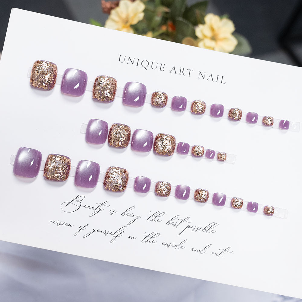 Rhinestone-Embellished Pedicure Nail Art