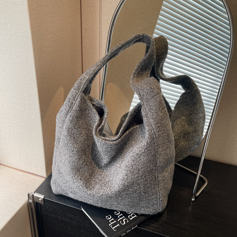 Cozy Textured Shoulder Tote Bag