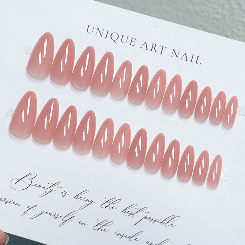 Natural Glossy Long Coffin Press-On Nails