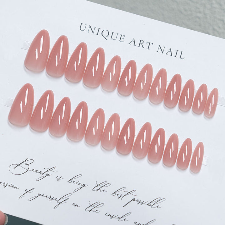 Natural Glossy Long Coffin Press-On Nails
