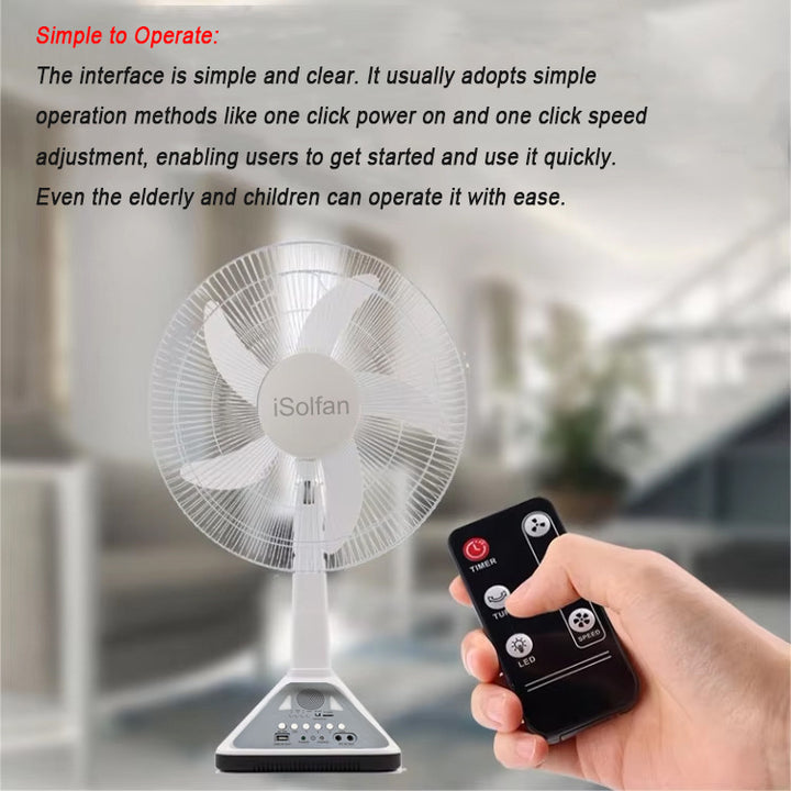 Women's Portable Solar-Powered Fan with Remote Control and USB Connection Kalsten