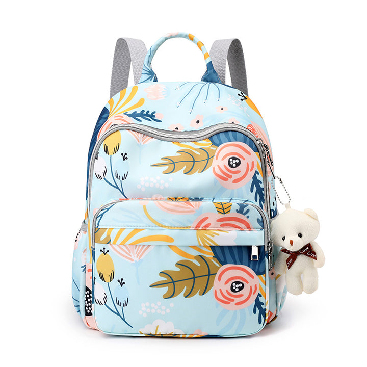 Backpack with Botanical Print and Multifunctional Compartments Kalsten