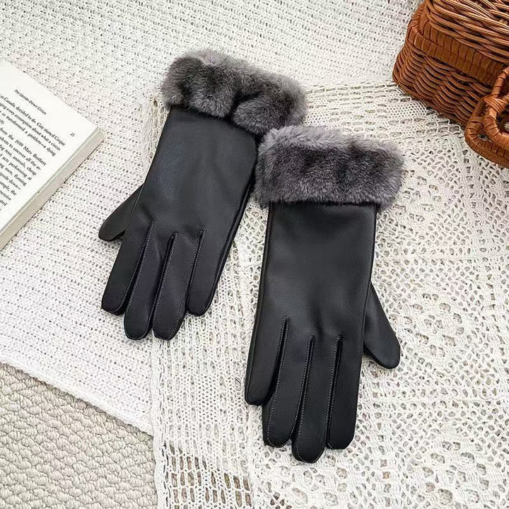 Luxurious Faux Fur Cuff Leather Gloves Kalsten