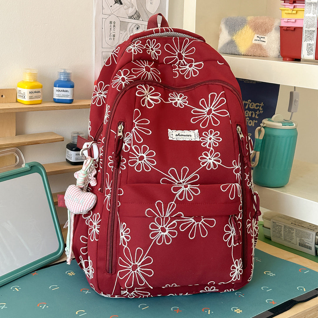 Embroidered Floral Patterned Backpack Kalsten