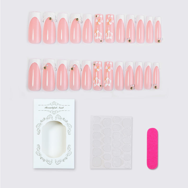 Artificial nail set with artistic flower designs Kalsten