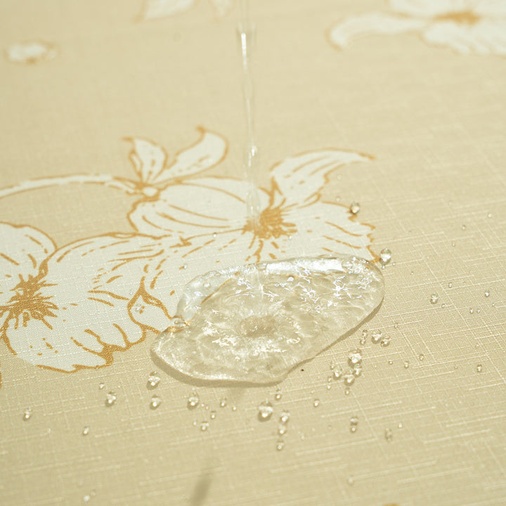 Rectangular tablecloth with olive branch pattern and wavy hem