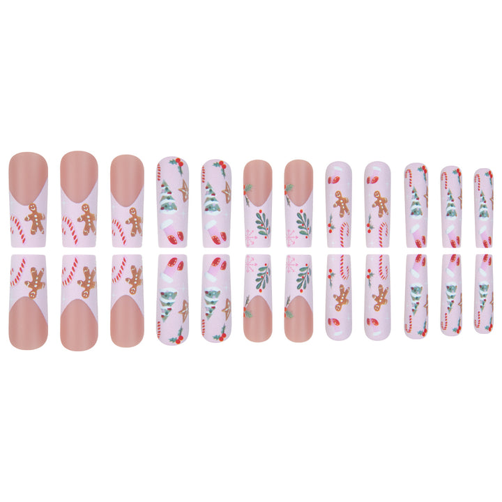 Festive Holiday-Themed Long Press-On Nails Kalsten