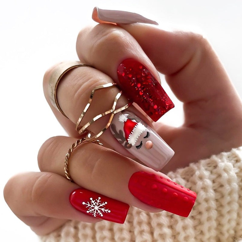 Artificial nail set with festive winter theme Kalsten