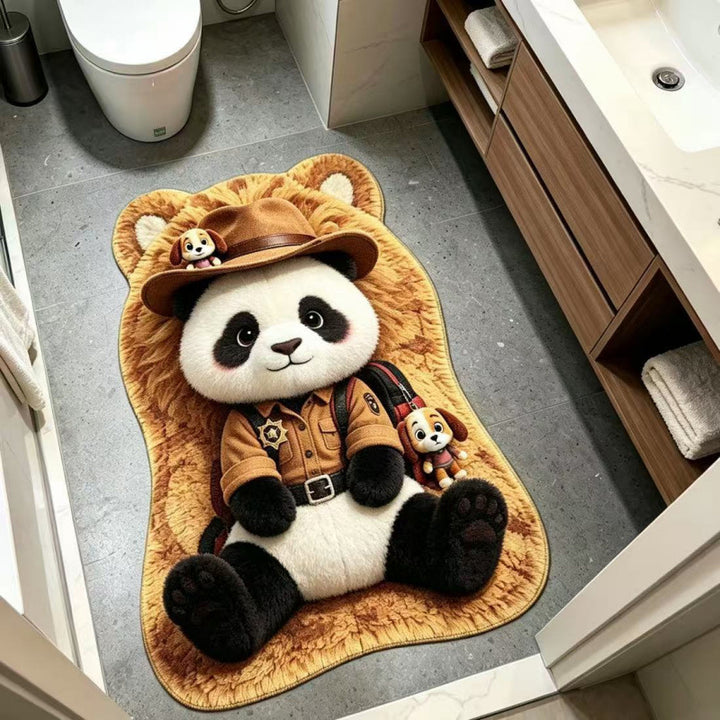 Cartoon Dog-Themed Plush Bath Mat for Bathroom