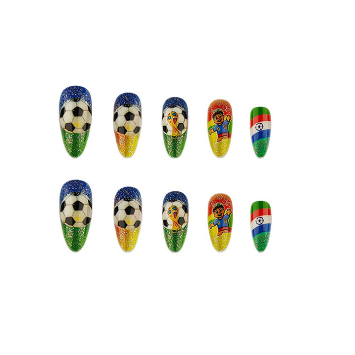 Artificial nails with football motif and glitter accents Kalsten