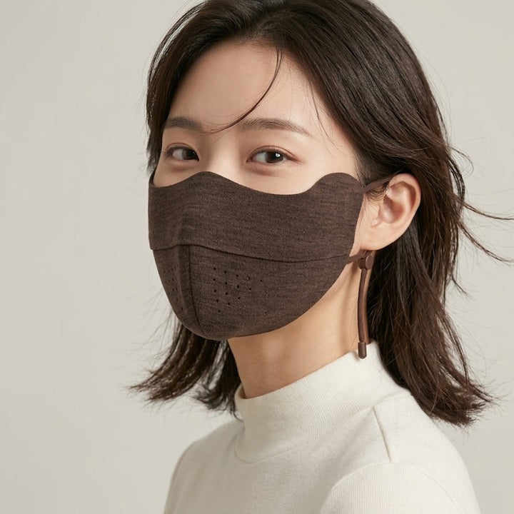 Sueded Reusable Face Mask with Breathable Perforation & Adjustable Ear Loops Kalsten