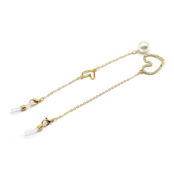 Heart-Shaped Pearl Accent Eyewear Chain Kalsten