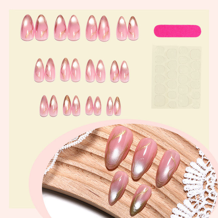 Acrylic nail set with glamorous gradient and golden accents Kalsten