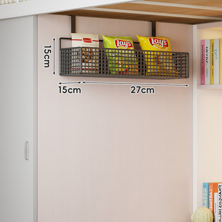 Wall-Mounted Grid Mesh Stacked Tiered Pantry and Bathroom Storage Baskets