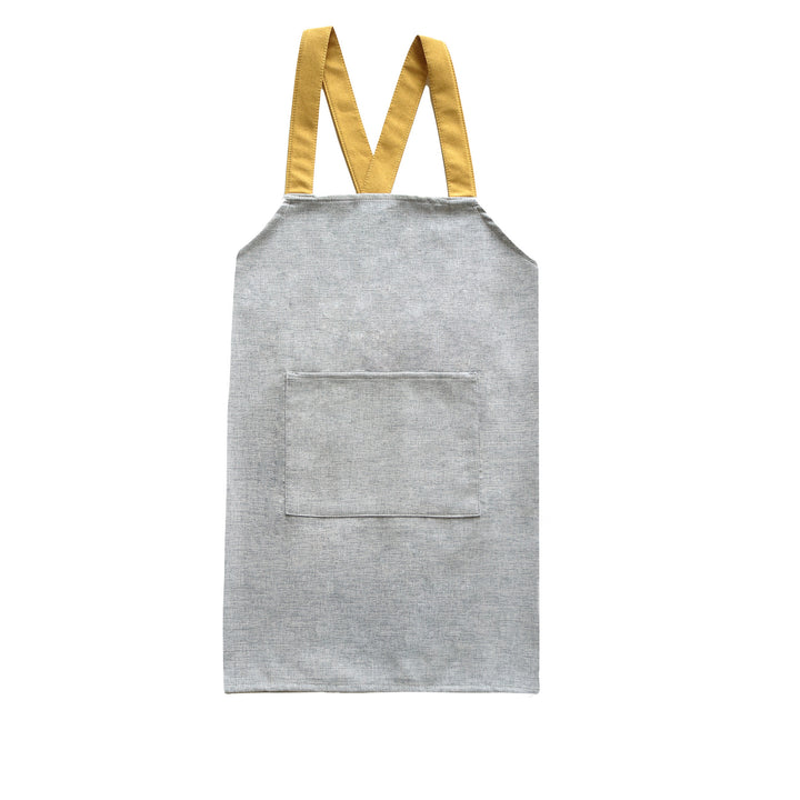 Adjustable canvas apron with wide contrast straps and applied front pocket Kalsten