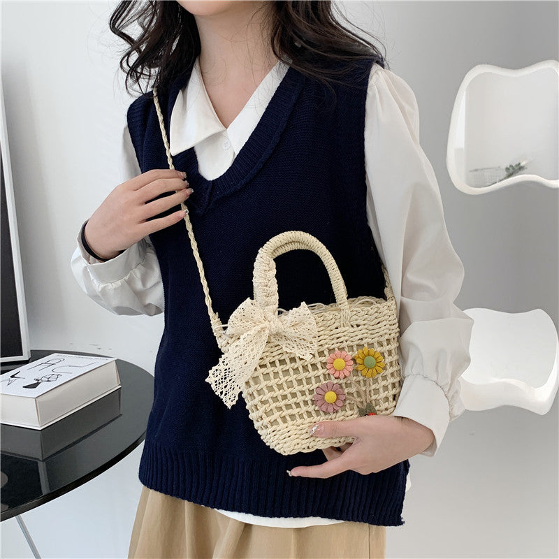 Floral Woven Tote Bag