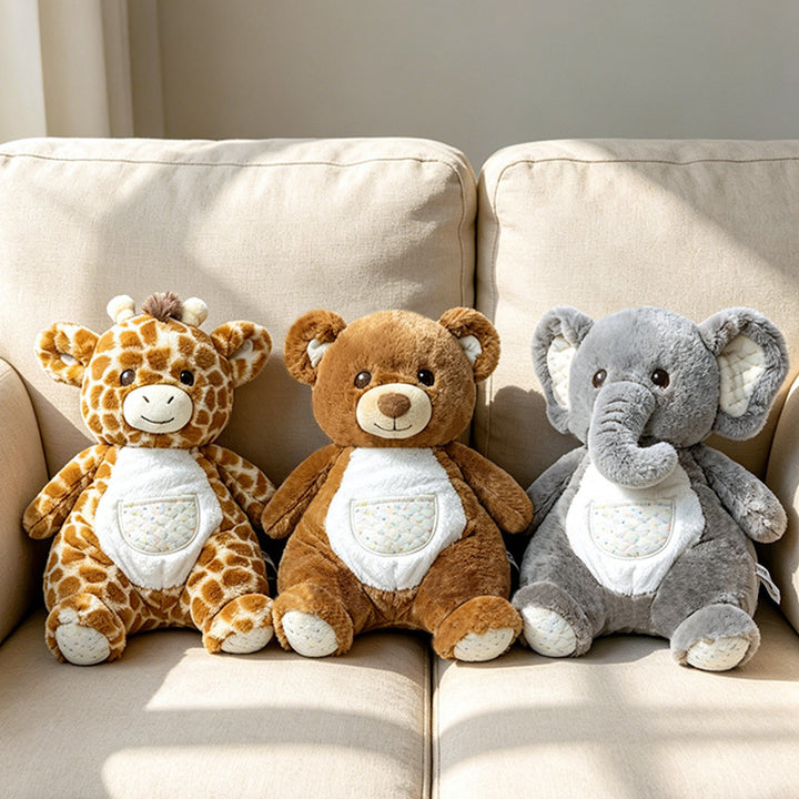 Plush Sit-Ready Puppy Nursery Companion with Quilted Front Pocket and Bean-Fill Base Kalsten