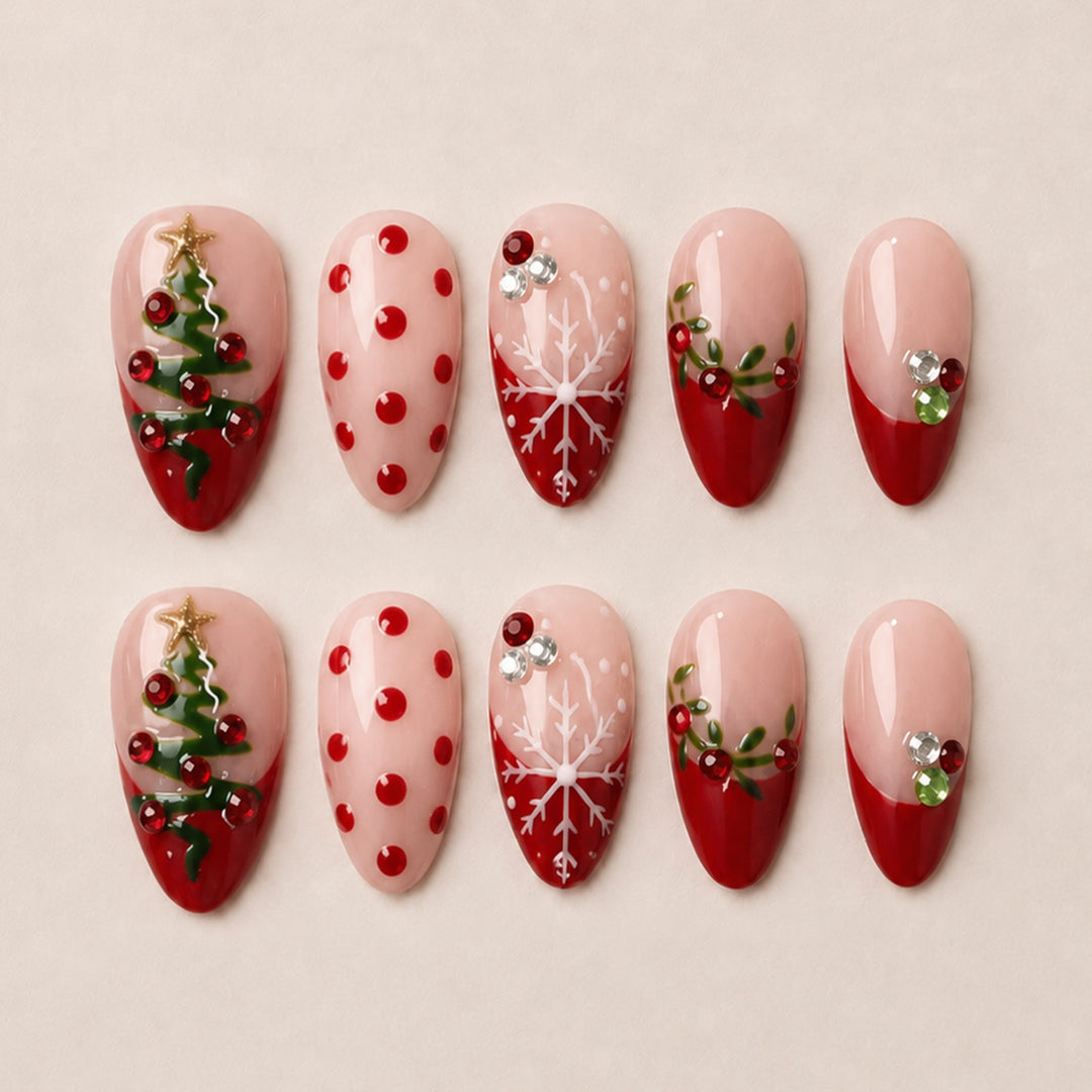Festive artificial nails with Christmas motifs Kalsten