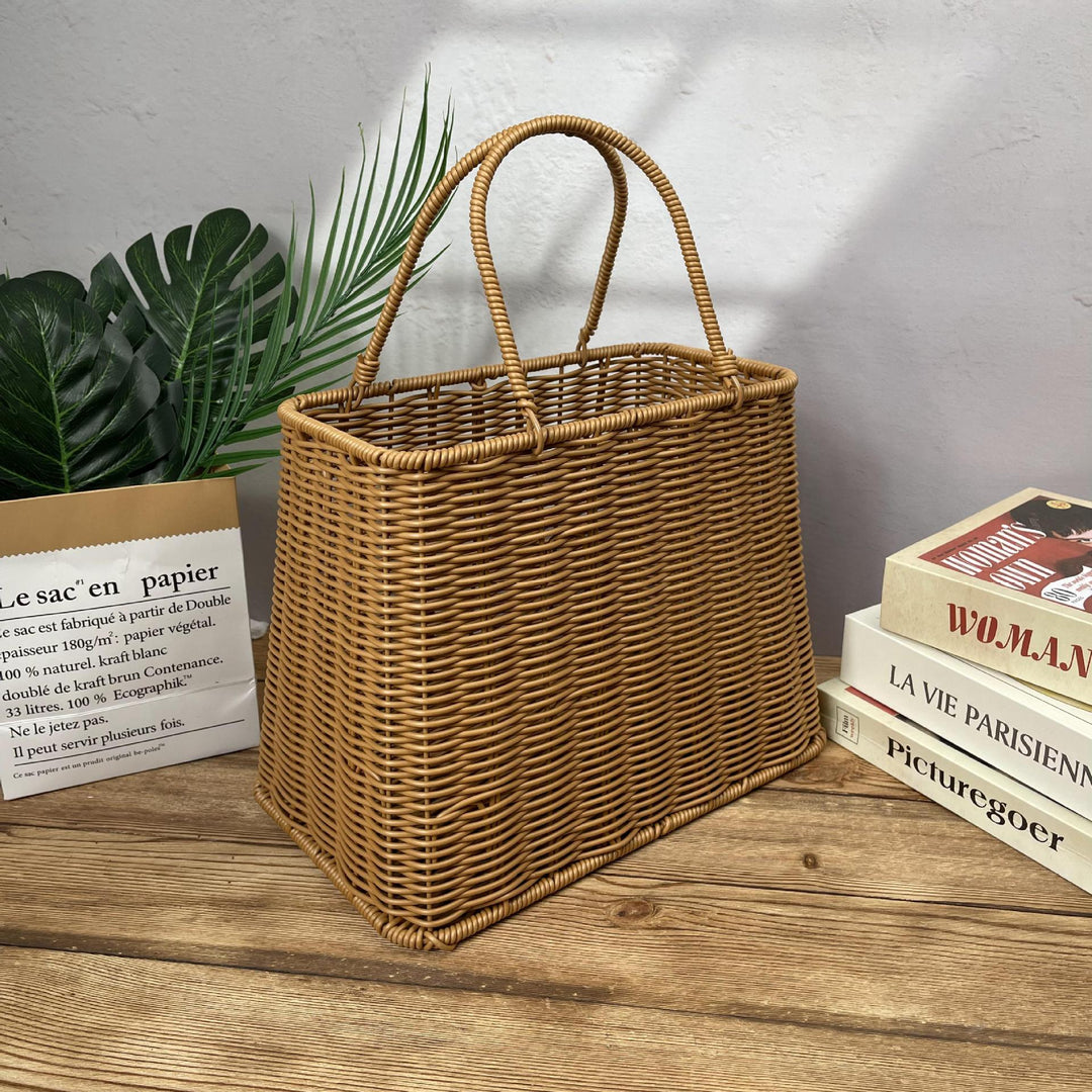 Women elegant braided basket with sturdy double handles Kalsten