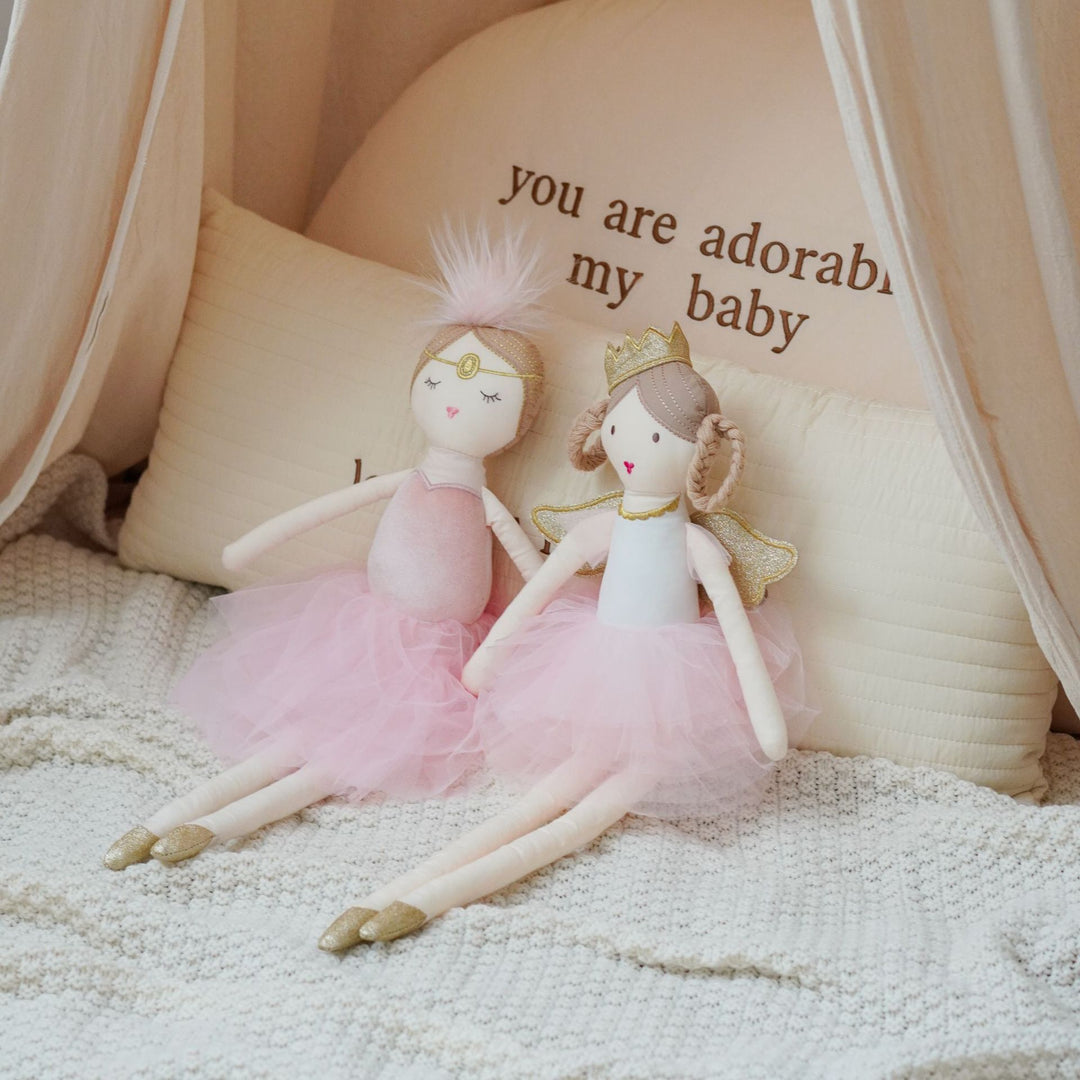 Handcrafted Plush Princess Ballerina Doll with Tulle Skirt and Embroidered Face