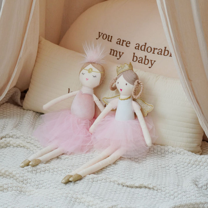 Handcrafted Plush Princess Ballerina Doll with Tulle Skirt and Embroidered Face