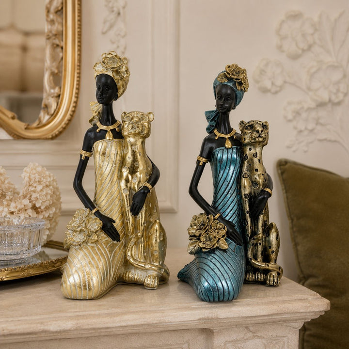 Elegant sculpture with leopard casting Kalsten