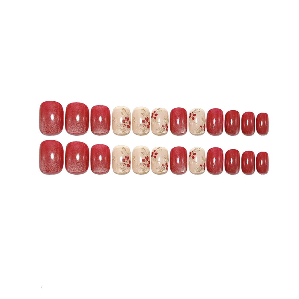 Elegant Artificial Nail Set with Floral Accents Kalsten