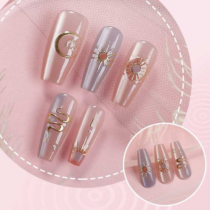 Elegant Celestial Press-On Nail Art Set