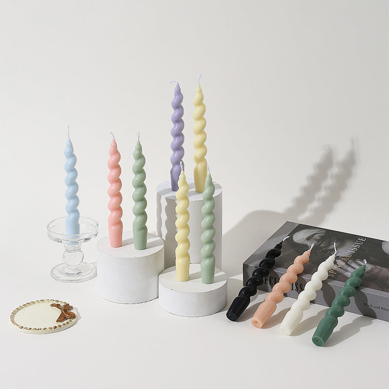 Hand-Poured Sculptural Spiral Taper Candle