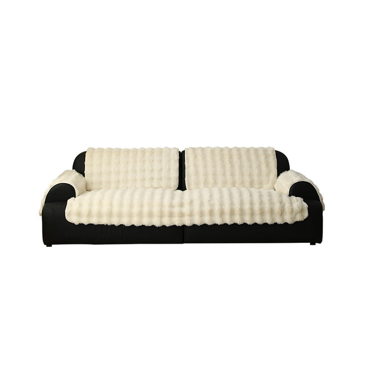 High-pile sofa cover set made of faux fur with seat, back and armrest covers Kalsten