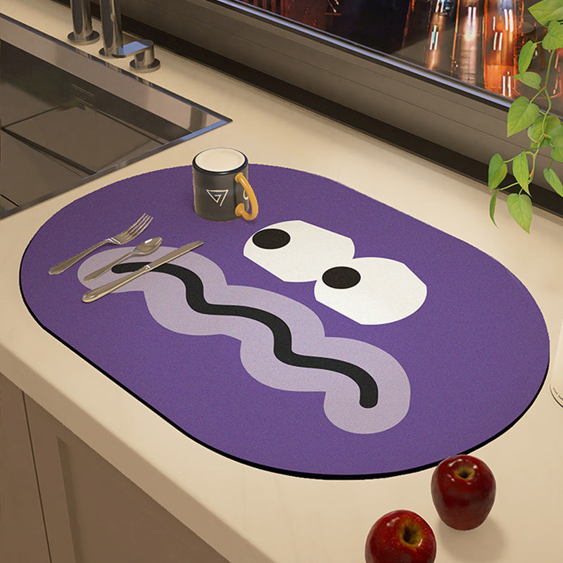 Playful Cartoon-Theme Kitchen Mat
