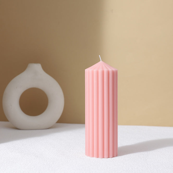 Vertical-Fluted Decorative Pillar Candle Duo