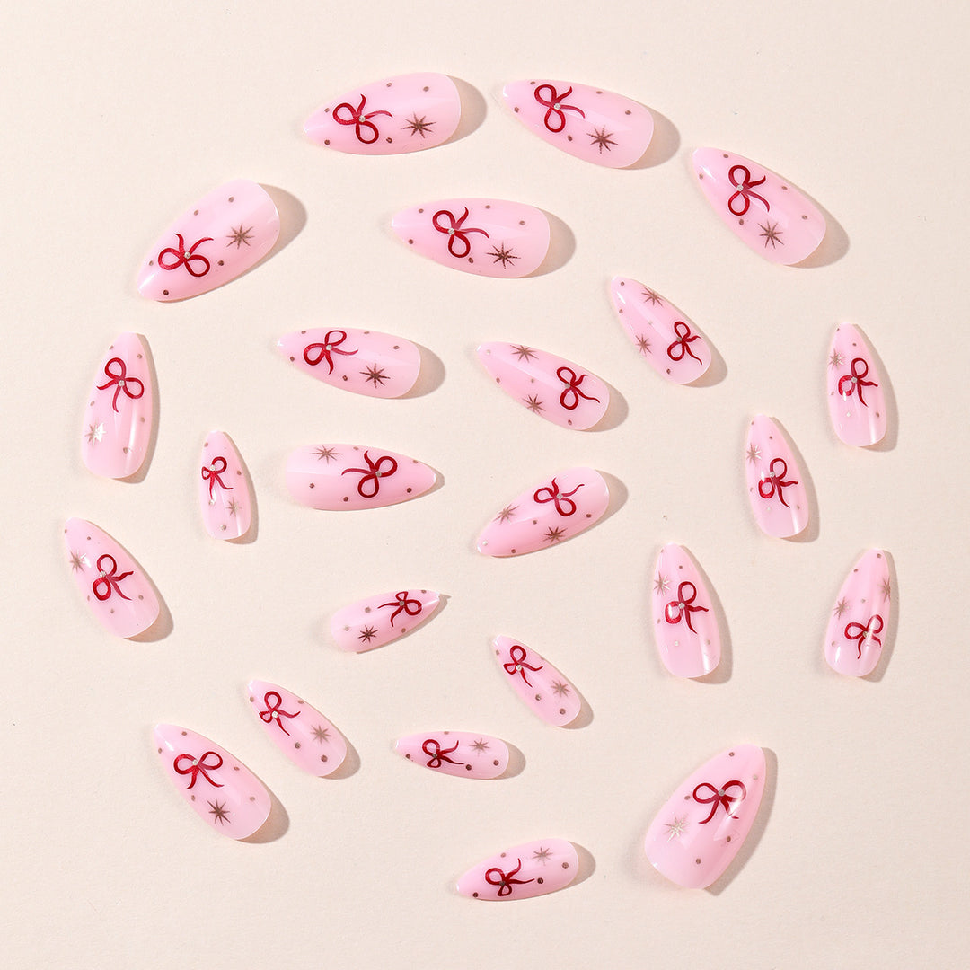 Stiletto Nail Art Extensions with Bow Accents Kalsten