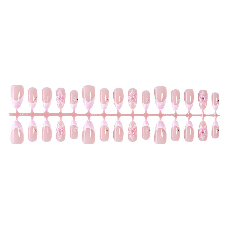 Artificial nail set with romantic flowers and elegant design accents Kalsten