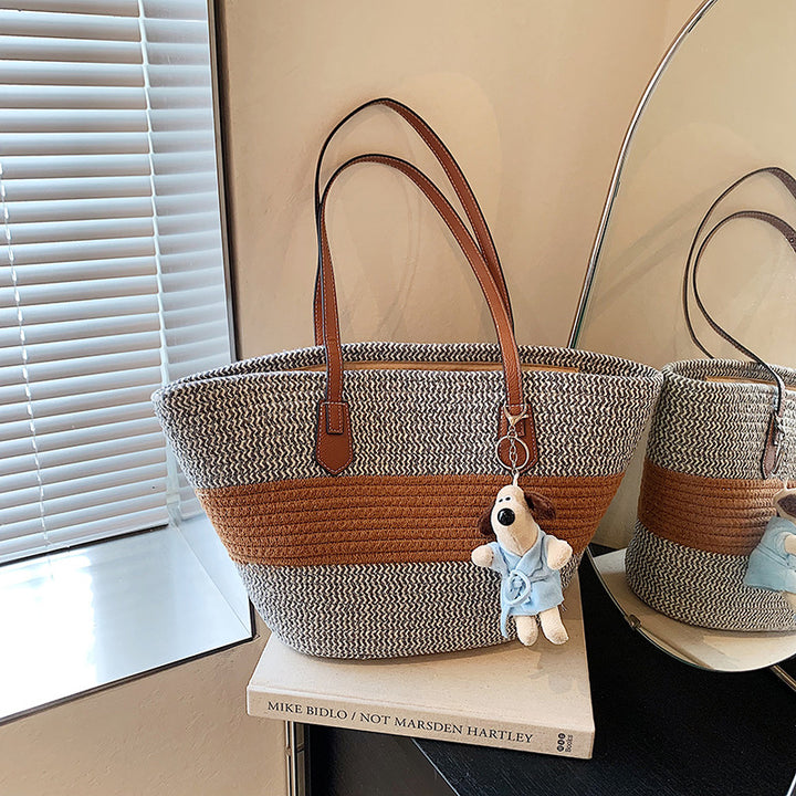 Textured Woven Tote Bag