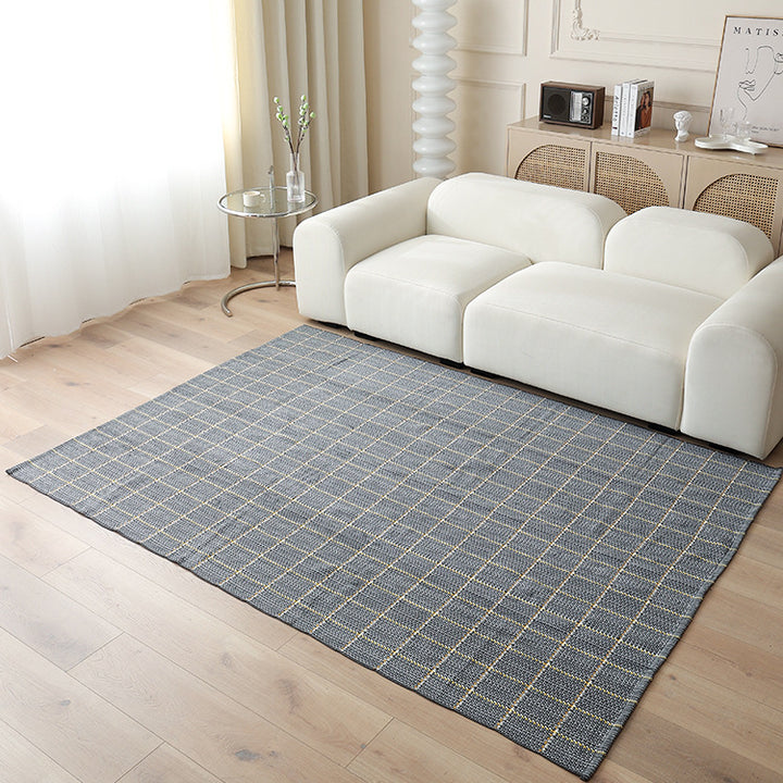 Large area living room rug check pattern, flat woven