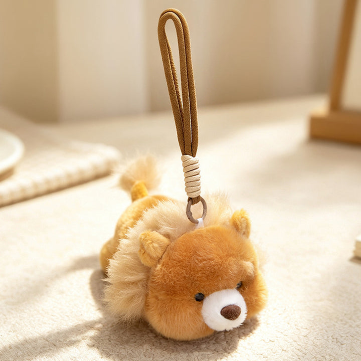 Plush Fox Bag Charm Keychain with Wrist Loop and Soft Faux-Fur Kalsten
