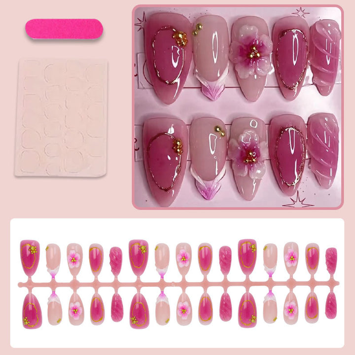 Artificial nail set with floral accents and luxurious details Kalsten