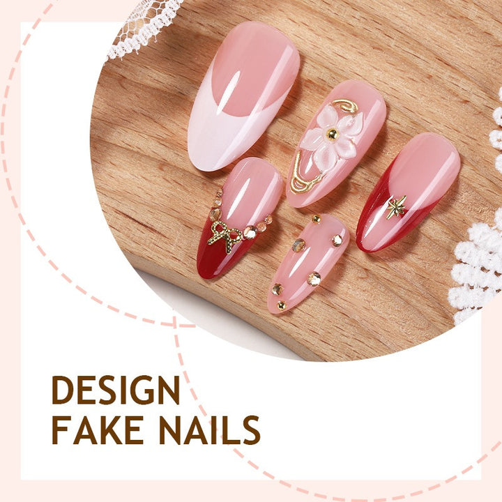 Acrylic nail set with floral accents and glamorous designs Kalsten