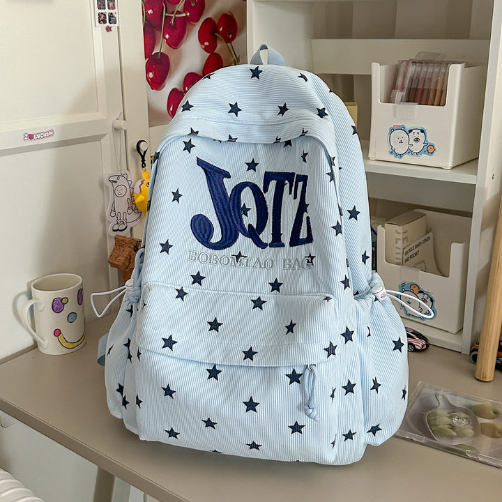 Stylish Star-Embellished Corduroy Backpack Kalsten