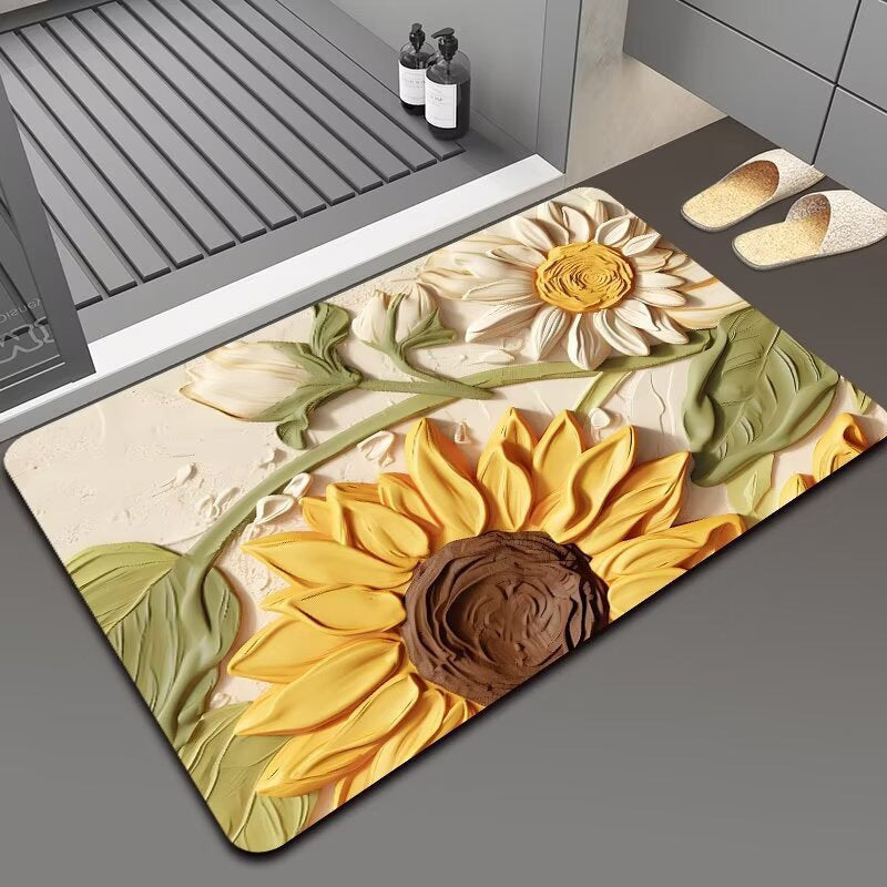 Floral 3D Decorative Bathroom Mat for Home