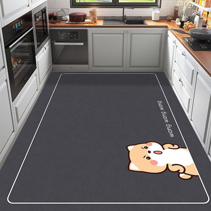 Cute Cartoon Dog-Themed Kitchen Mat