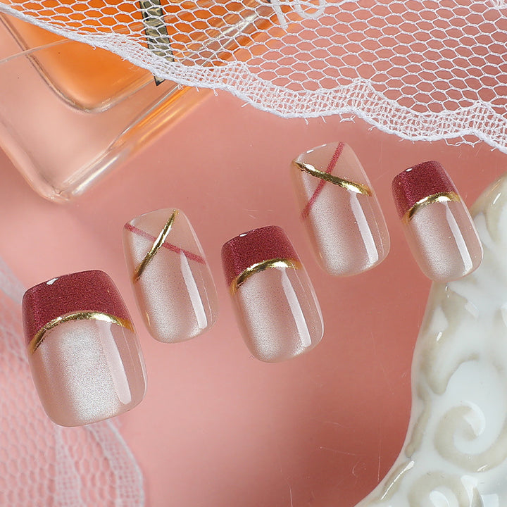Elegant Glitter-Accent Press-On Nail Set