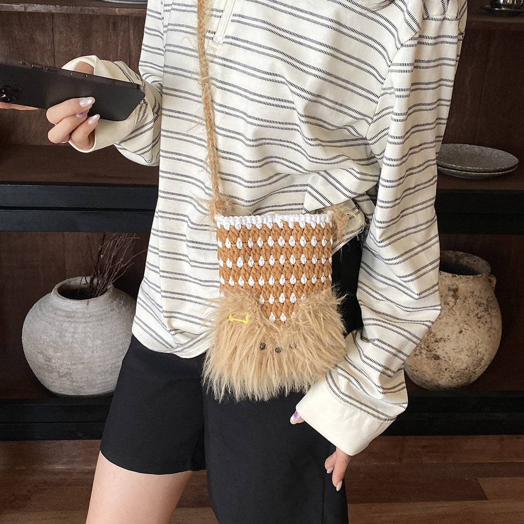 Cute Animal-Themed Plush Drawstring Pouch