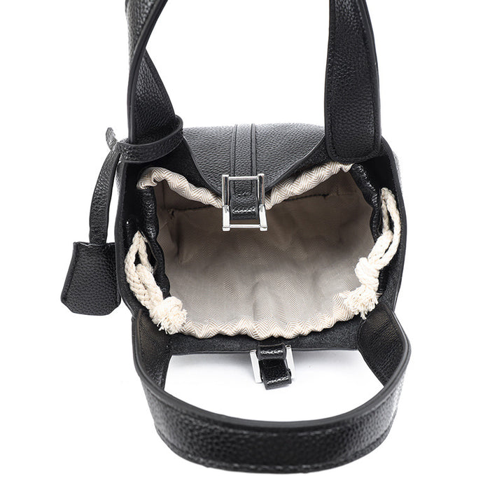 Dual-Compartment Textured Leather Tote Bag Kalsten