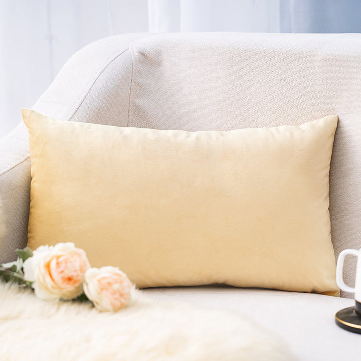 Plush Velvet Lumbar Pillow Cover with Hidden Zipper and Removable Insert Support