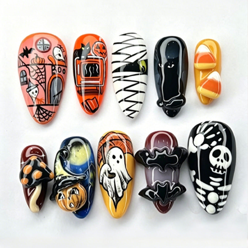 Artificial nail set with spooky Halloween designs Kalsten