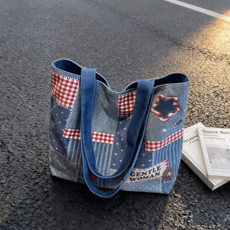 Chic Denim Patchrk Tote Bag Kalsten