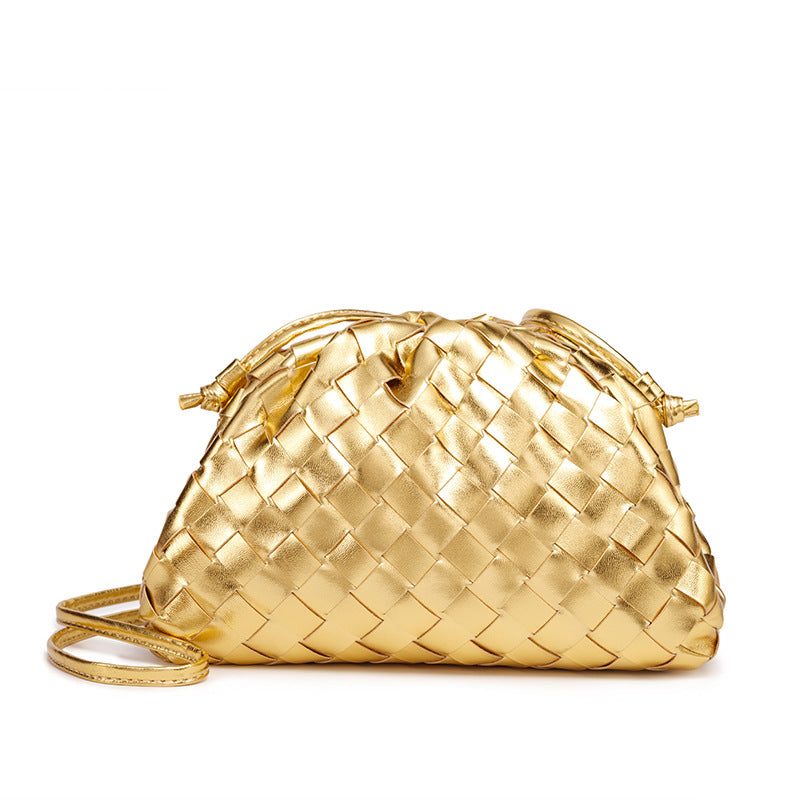 Elegant Woven Leather Bucket Bag Kalsten